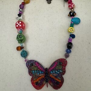 Colorful Beaded Butterfly Necklace